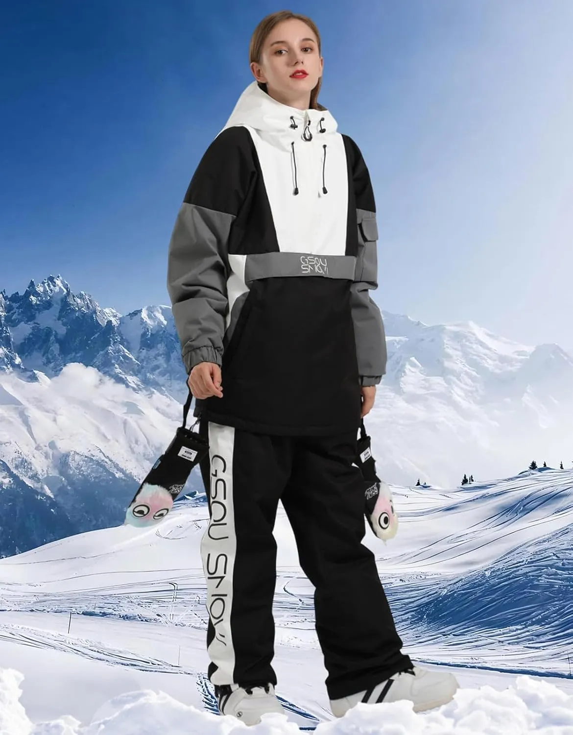 GSOU SNOW Women Ski Jacket Snow Coat Waterproof Windproof Snowboarding Jacket Coat Insulated Warm Winter
