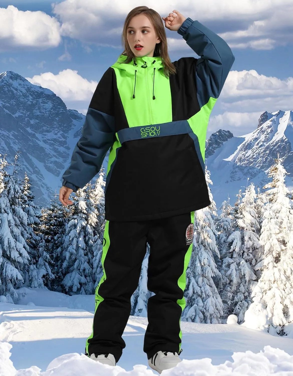 GSOU SNOW Women Ski Jacket Snow Coat Waterproof Windproof Snowboarding Jacket Coat Insulated Warm Winter