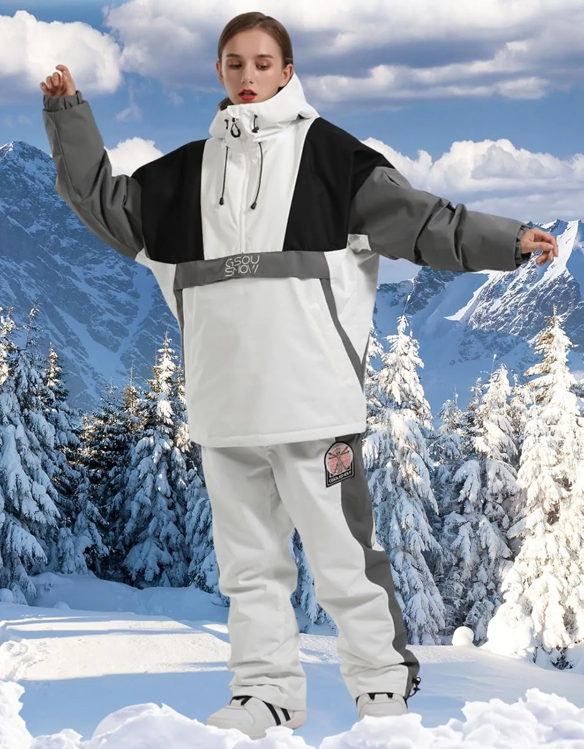 GSOU SNOW Women Ski Jacket Snow Coat Waterproof Windproof Snowboarding Jacket Coat Insulated Warm Winter