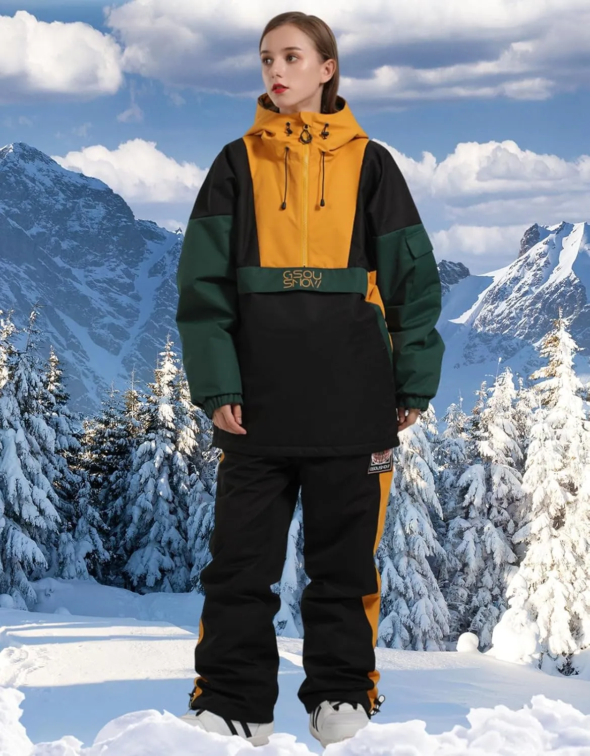 GSOU SNOW Women Ski Jacket Snow Coat Waterproof Windproof Snowboarding Jacket Coat Insulated Warm Winter