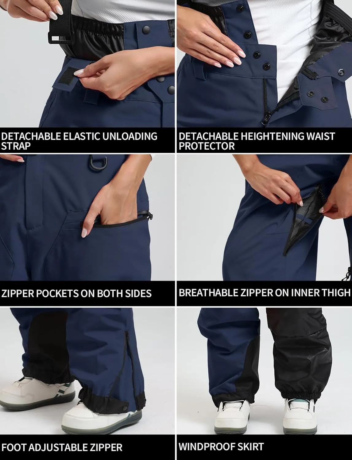 GSOU SNOW Womens Ski Bibs Snowboard Pants Snow Overalls Waterproof Windproof Insulated Warm