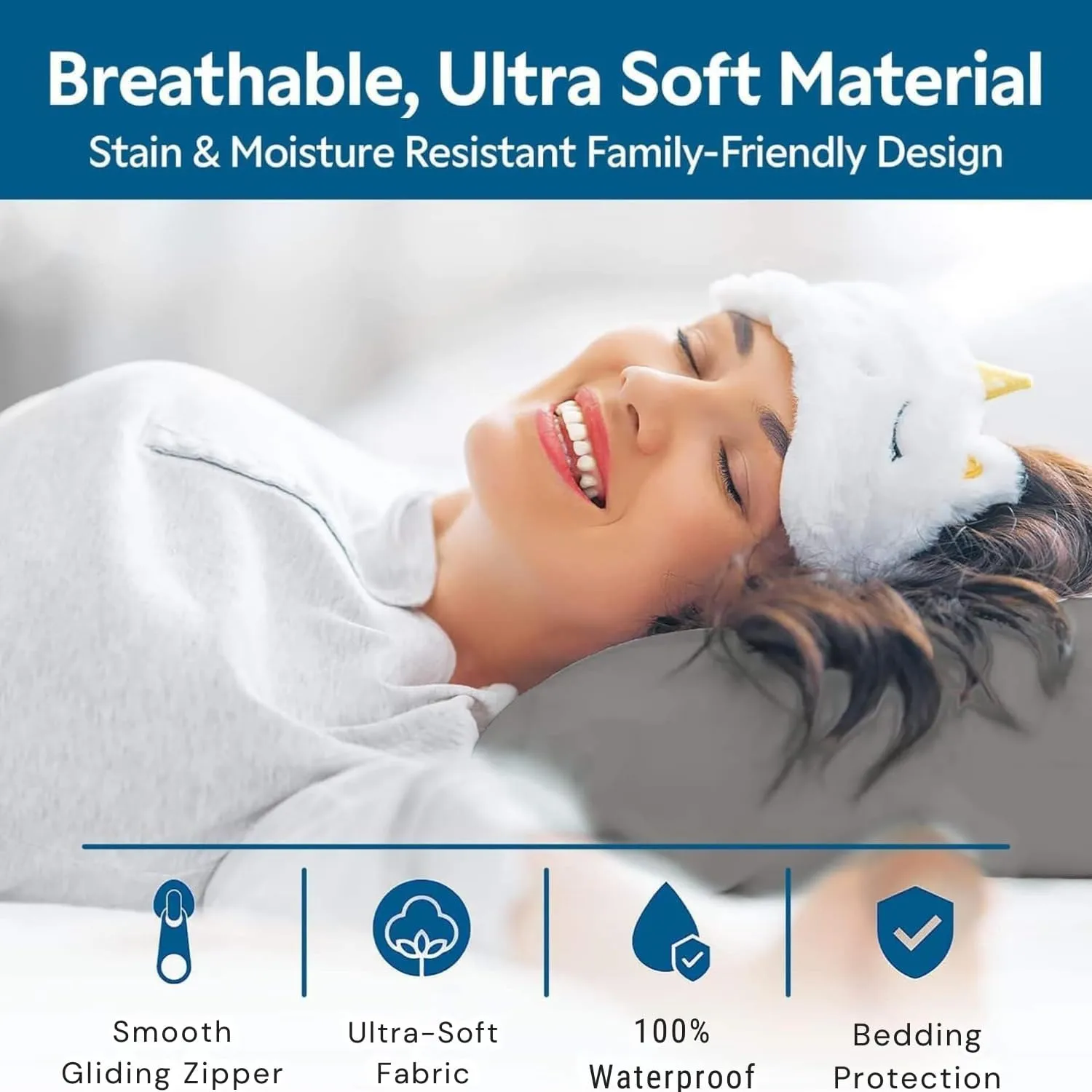 Guardmax Jersey Knitted Pillow Protector with Zipper Body Size - 100% Waterproof, Bed Bug Proof, Dust Mite Proof, & Hypoallergenic Pillow Covers - Premium Zippered Pillow Cases. (20 X 55)