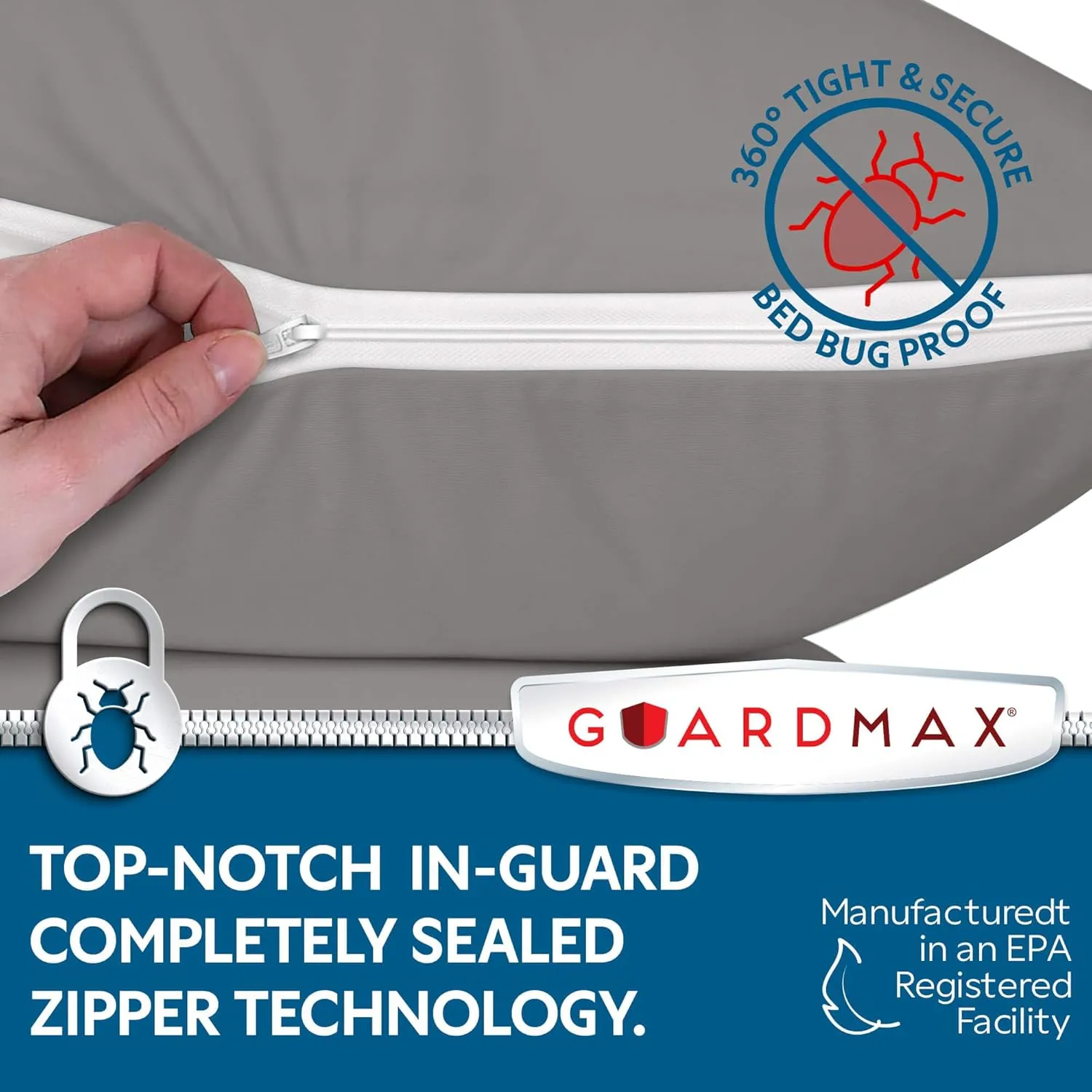 Guardmax Jersey Knitted Pillow Protector with Zipper Body Size - 100% Waterproof, Bed Bug Proof, Dust Mite Proof, & Hypoallergenic Pillow Covers - Premium Zippered Pillow Cases. (20 X 55)