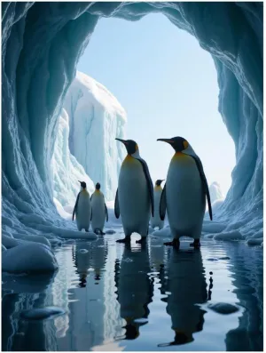 GVYGVY Penguins Ice Tunnel Adventure Diamond Art Kits for Adults, 5d DIY Full Drill Diamond Painting Kits for Adults Beginners, Diamond Painting Kit for Wall Home Decor(No Frame) 12x16 Inch