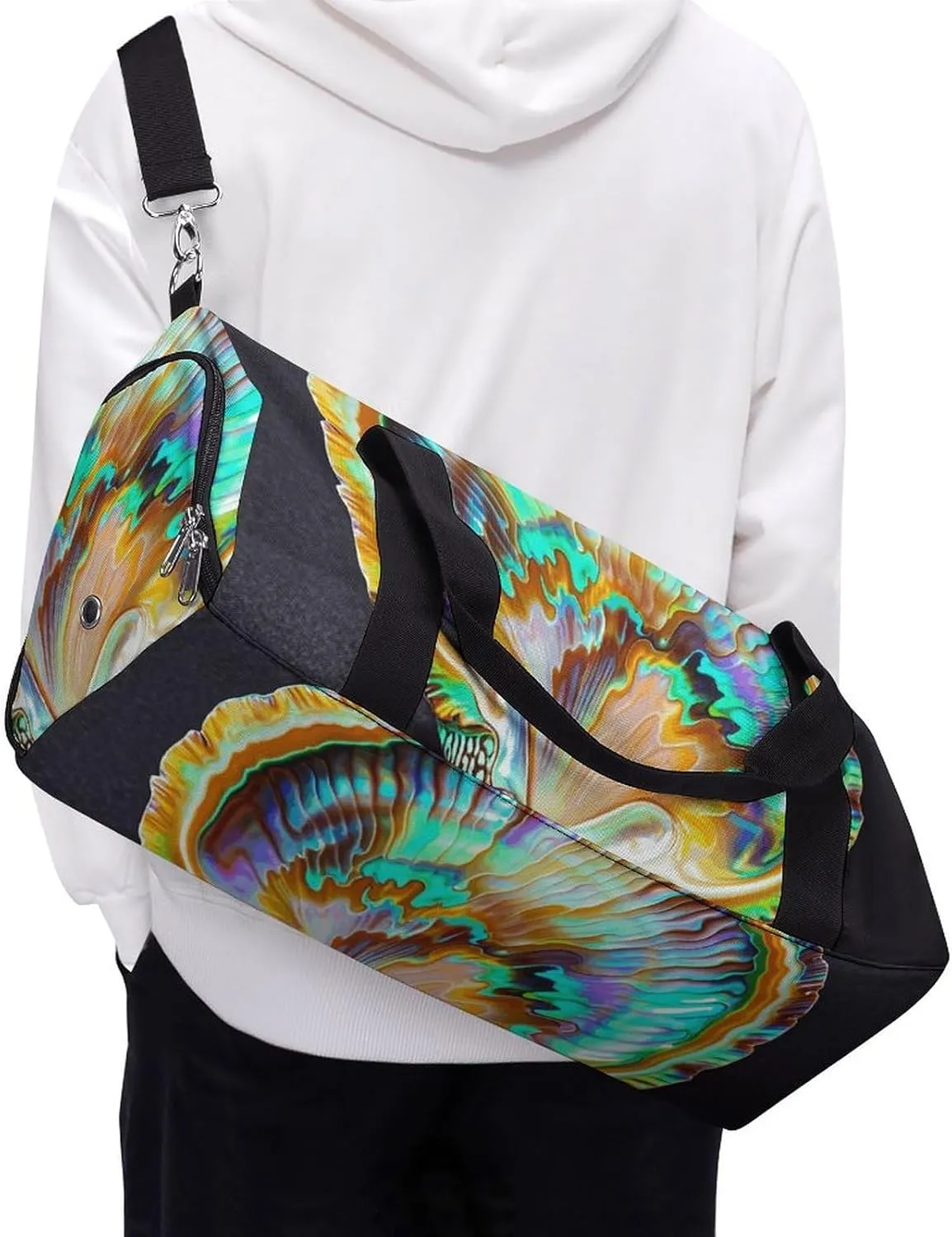 Gym Bags Small Abalone Nacre Duffel Bag Overnight Bag with Shoe Compartment Carryon Bag for Men Women