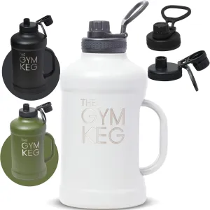 Gym Keg 64oz Insulated Water Bottle - Large Water Jug - Jumbo Sports Bottle - Ideal for Hot and Cold Drinks - Stainless Steel - Wide Mouth Design - Simple-Modern Jug - Grey