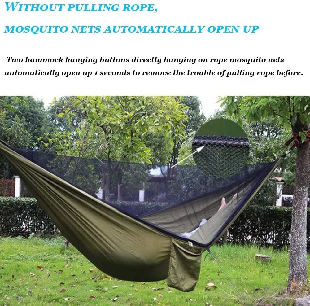 Hammock Hammock with Mosquito Net 2 Person Camping, Ultralight Portable Windproof, Swing Sleeping Hammock Bed Outdoor Hammock (Color : Army Green) (Sky Blue Fight Blue)