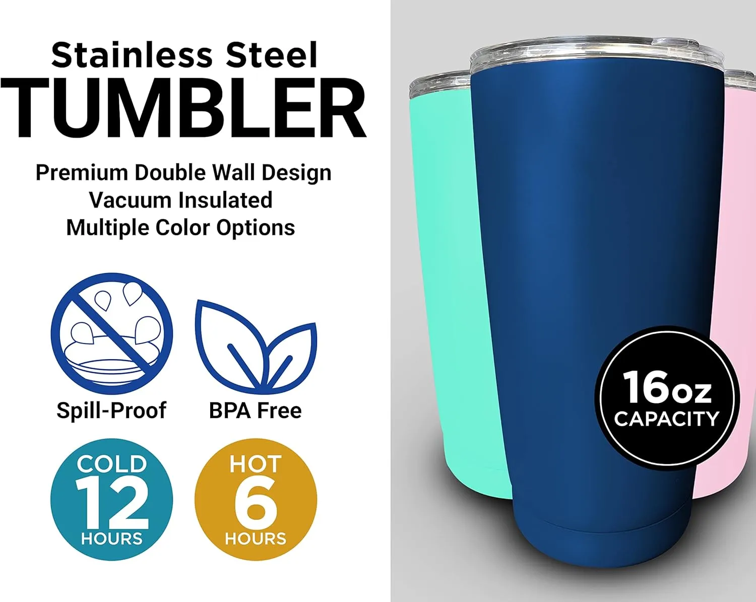 Hampton University Black Insulated Stainless Steel Tumbler Glossy brushed finish Officially Licensed Collegiate Product
