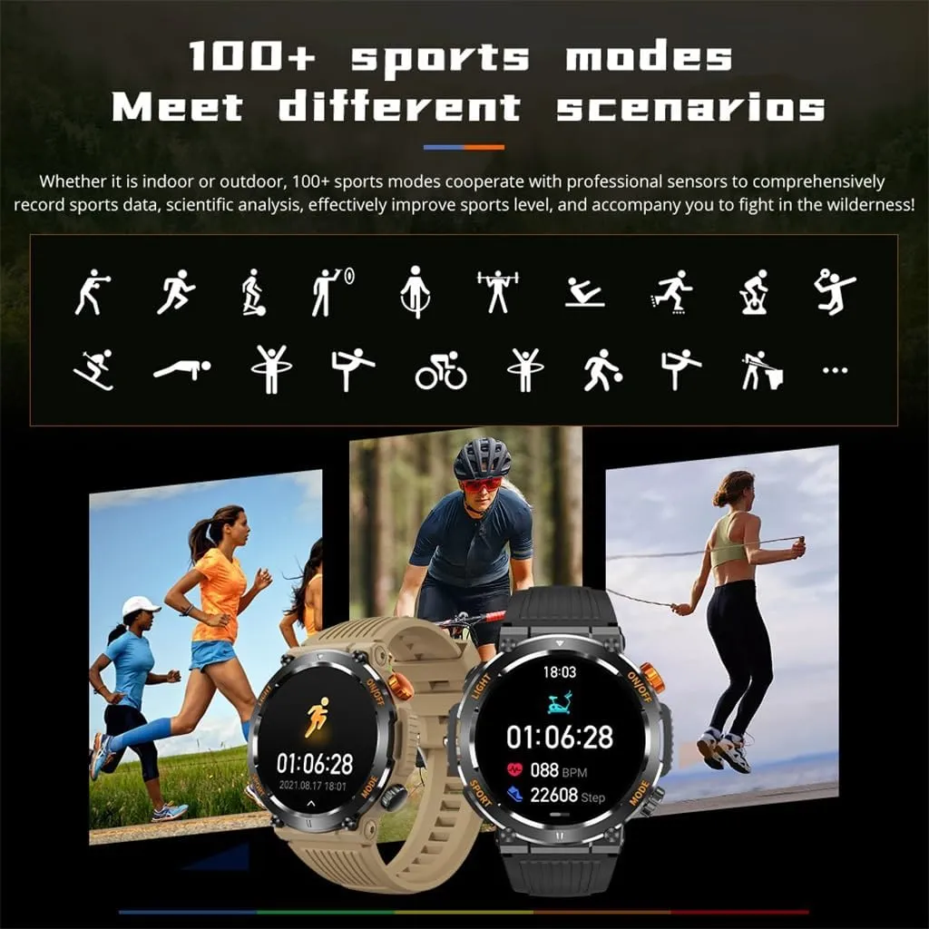HBJWOV Sports Outdoor Waterproof Smart Watch Compass Hiking Adventure Outdoor Sports Must