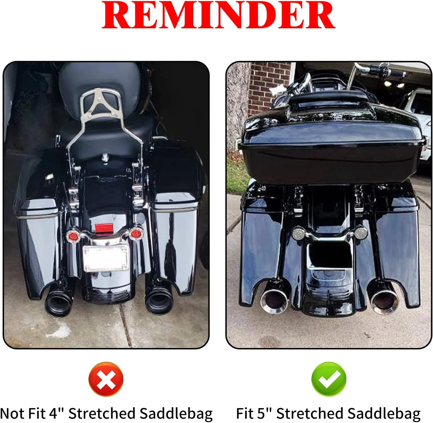 HDBUBALUS 5'' Stretched Saddlebag Liners Inserts White Thread Compatible with Harley 2014-2023 1 Pair