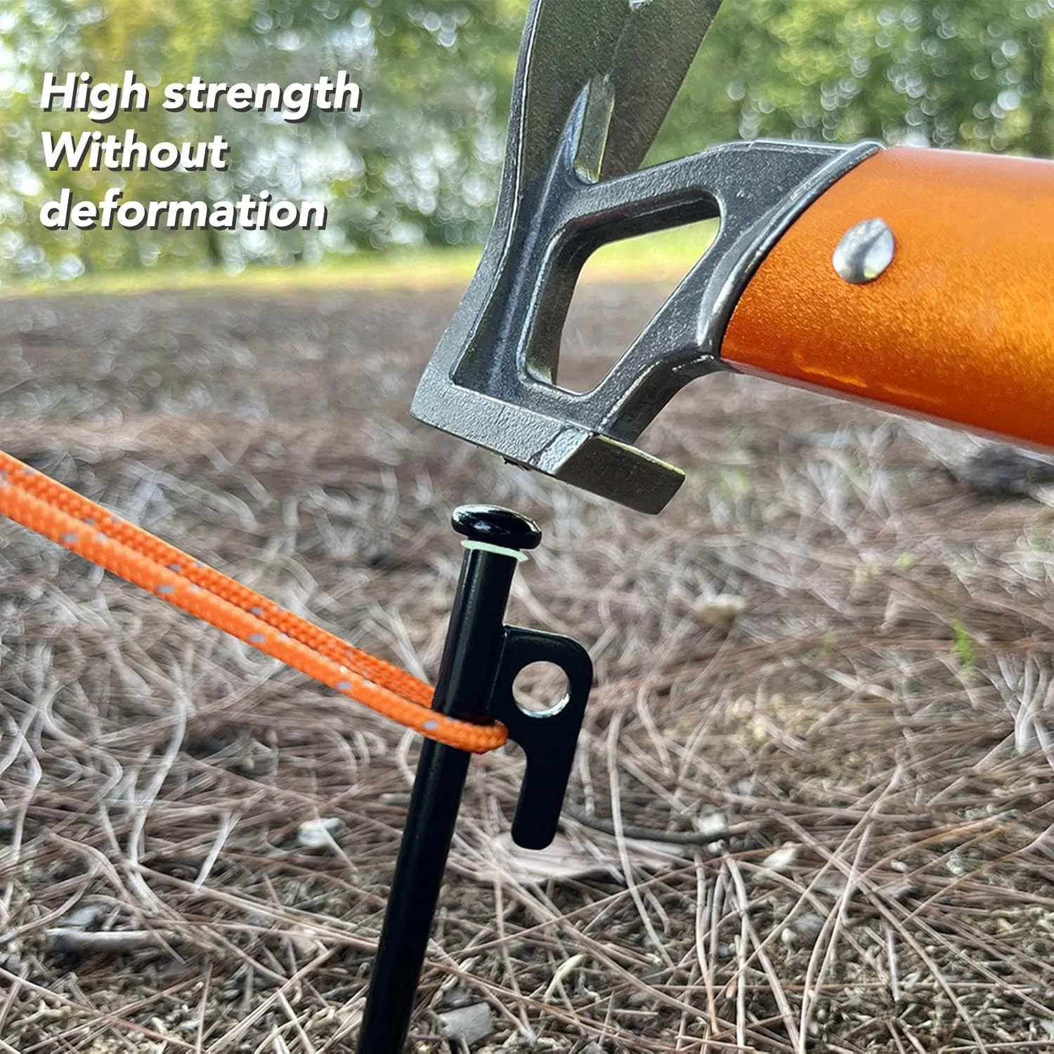 Heavy Duty Tent Stakes and Camping Hammer Set,Multiuse 30cm with 4mm Outdoor Guy Lines Tent Cords Lightweight Camping Rope Pegs Bag Canopy Clips Hammer for Hiking Backpack (Black Orange)