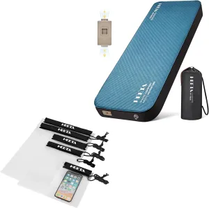 HEETA 5-Pack Clear Waterproof Dry Bag Document Holder (Black) Bundled with Self Inflating Sleeping Pad with Electric Pump, 4" Ultra Thick Memory Foam Camping Mattress