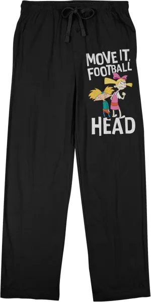 Hey Arnold Move It Football Head Men's Black Sleep Pajama Pants