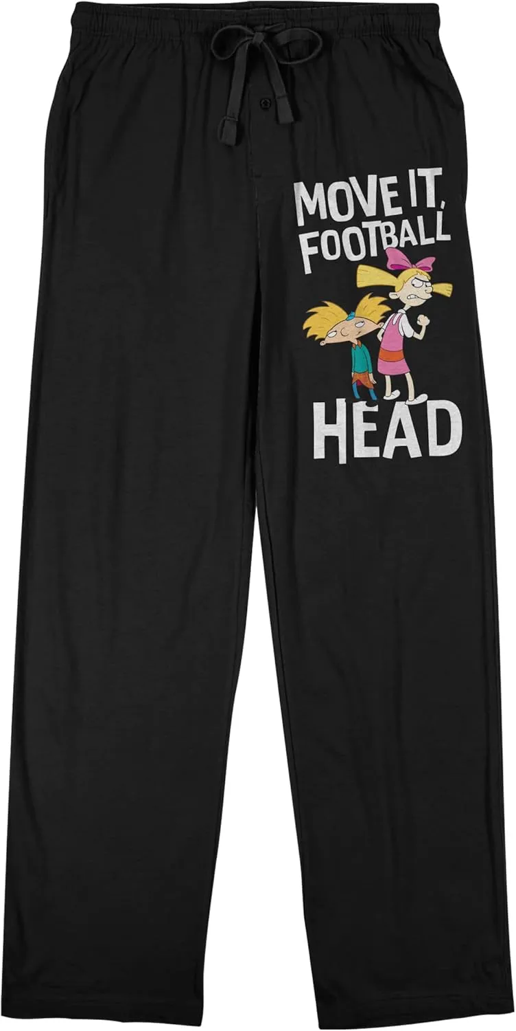 Hey Arnold Move It Football Head Men's Black Sleep Pajama Pants