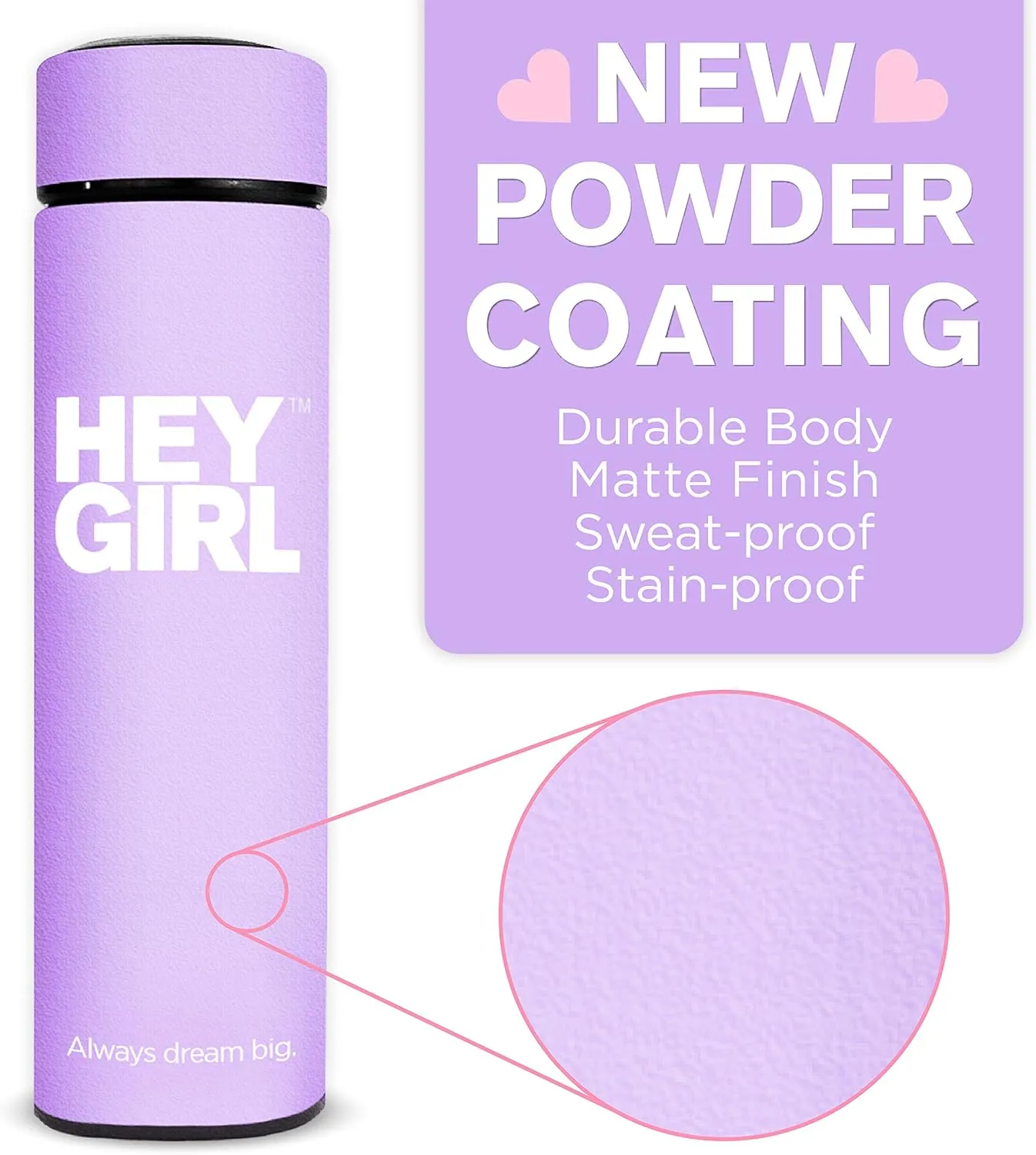 Hey Girl Tea Infuser Bottle 450ml - Insulated Stainless Steel Water Bottle - Tea Tumbler with Tea Diffuser - Portable Travel Mug for Loose Leaf Tea & Infused Water - Tea Lovers Gifts for Women