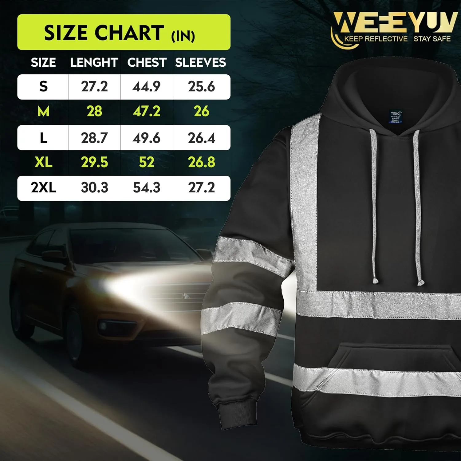 Hi Vis Men's Solid Color Reflective Visibility Sweatshirts Pullover