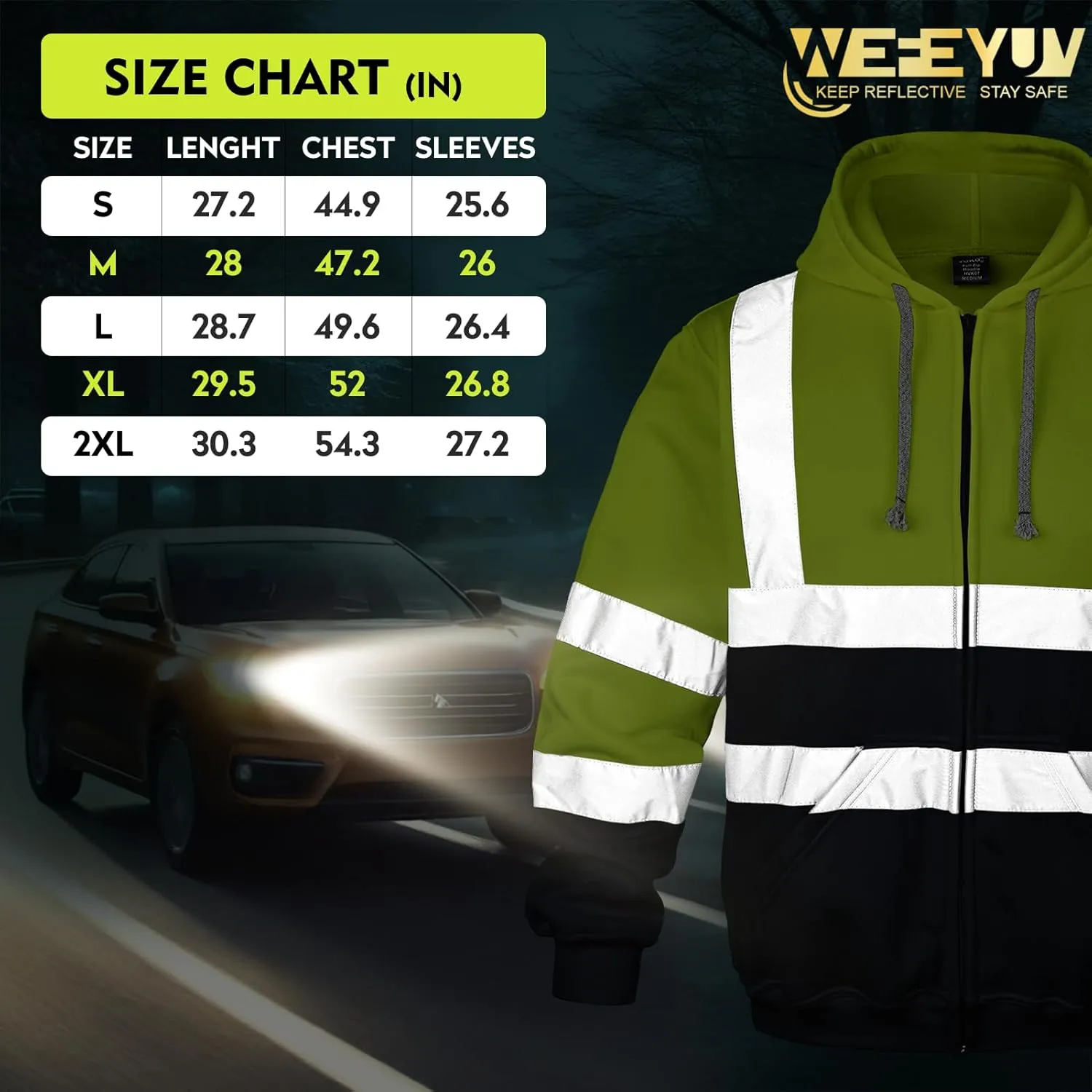 Hi Vis Men's Solid Color Reflective Visibility Sweatshirts Pullover