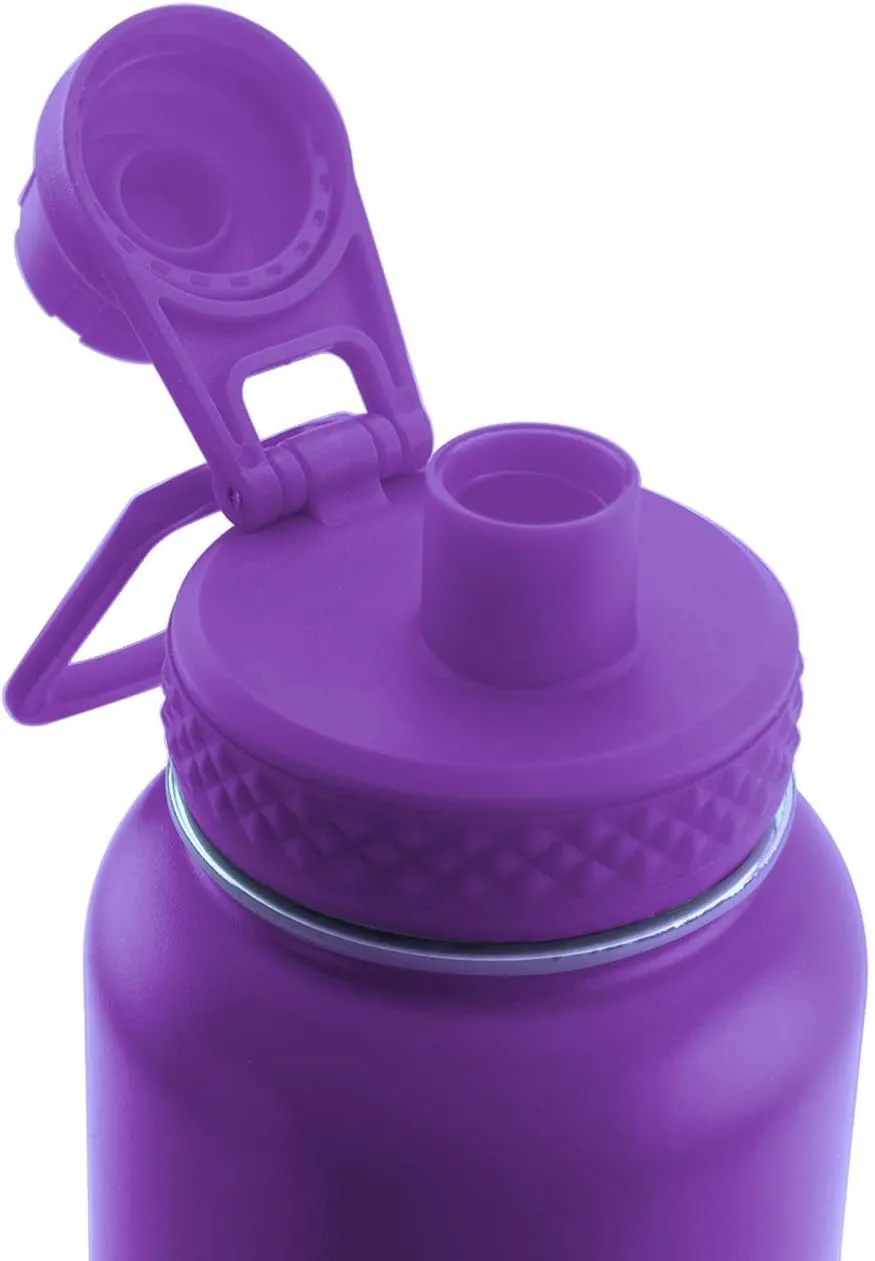 Highland Peak 32 oz Stainless Steel Double Wall Insulated Water Bottle and Beer Growler Wide Mouth Canteen - Hot and Cold - BPA Free Metal Thermos Flask (32 oz, Purple)