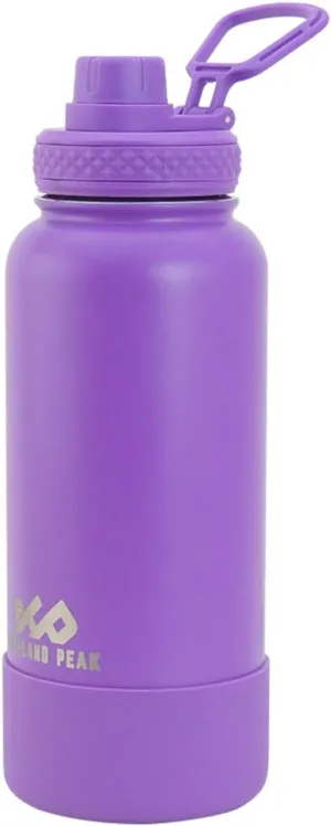 Highland Peak 32 oz Stainless Steel Double Wall Insulated Water Bottle and Beer Growler Wide Mouth Canteen - Hot and Cold - BPA Free Metal Thermos Flask (32 oz, Purple)