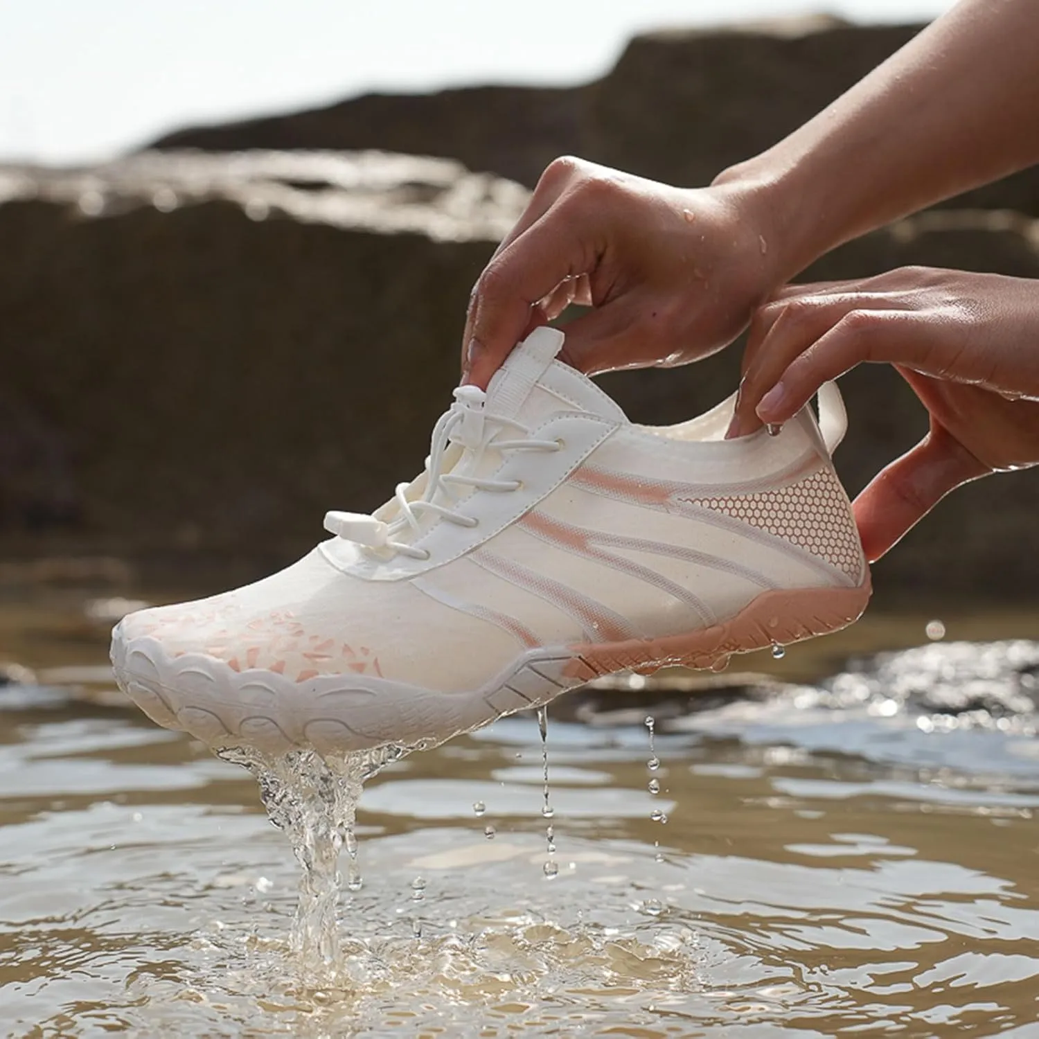 Hiking Water Shoes with Arch Support for Women Walking Wide Width Grounded Footwear for Women Men with Neuropathy Wide Toe Box Sneakers Non-Slip Diabetic Shoe Quick-Dry Waterproof Unisex