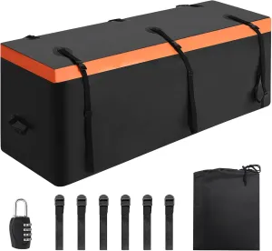 Hitch Cargo Carrier Bag 21 Cu Ft, Heavy Duty Waterproof Cargo Traveling Bag for Car Truck SUV Vans' Hitch Trays and Hitch Baskets, 8 Reinforced Straps, Waterproof Zip