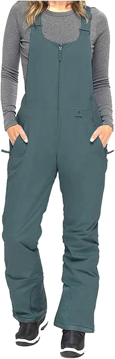 hlysgo Women Ski Jumpsuit Insulated Waterproof Overalls Winter Warm Snowboarding Pants Adjustable Strap Snow Bib Jumpsuits