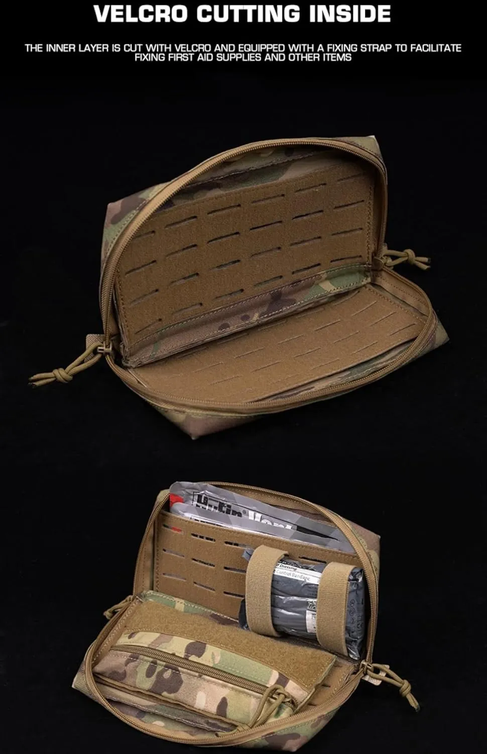 Horizontal First Aid Kit, Interior Magic Sticker Cutting, Adapt to MOLLE System (CP)
