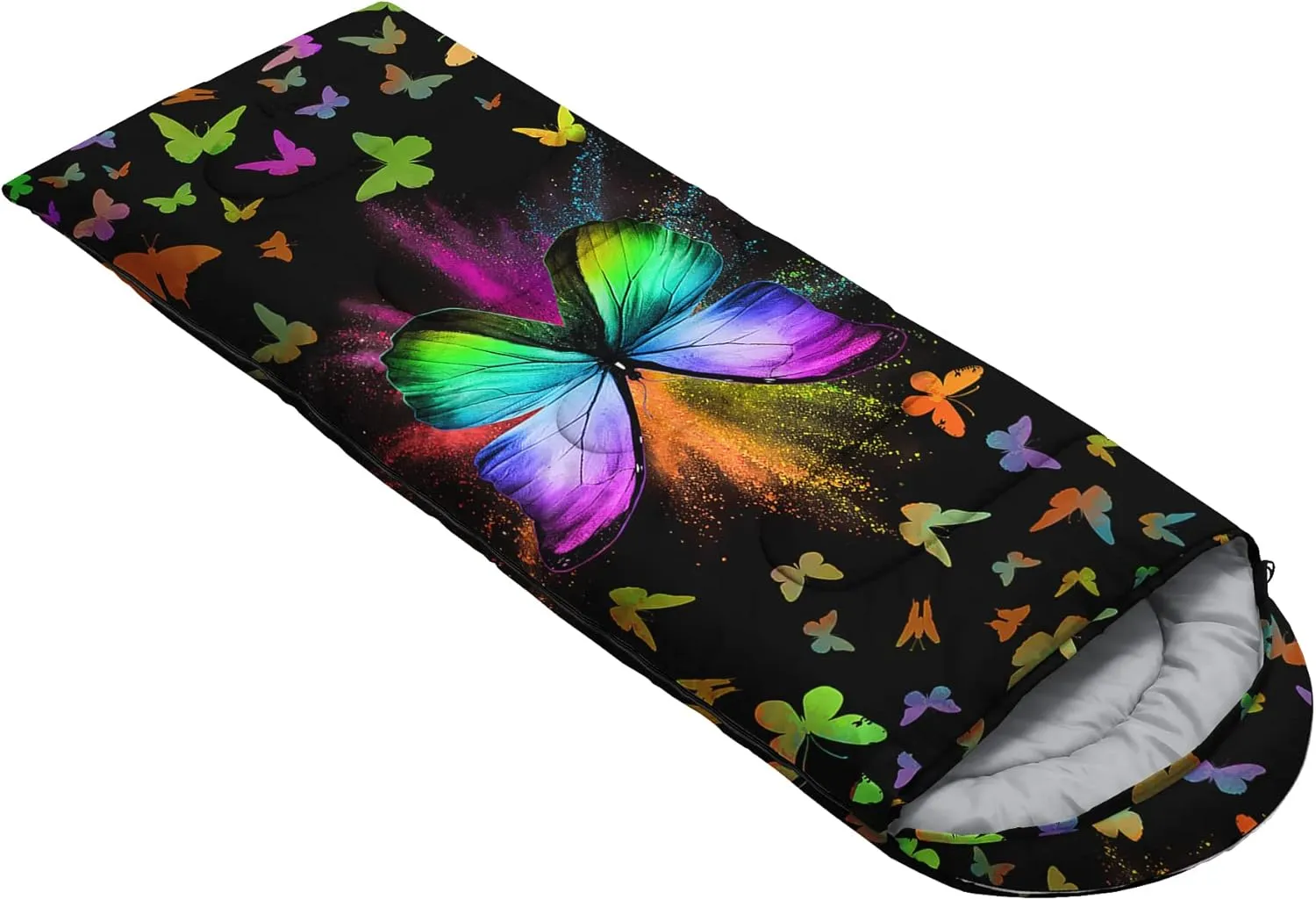 HOSIMA Butterfly Sleeping Bags for Adults and Kids for Camping,Black Gothic Ultralight Sleeping Bag for Cold Weather Summer.