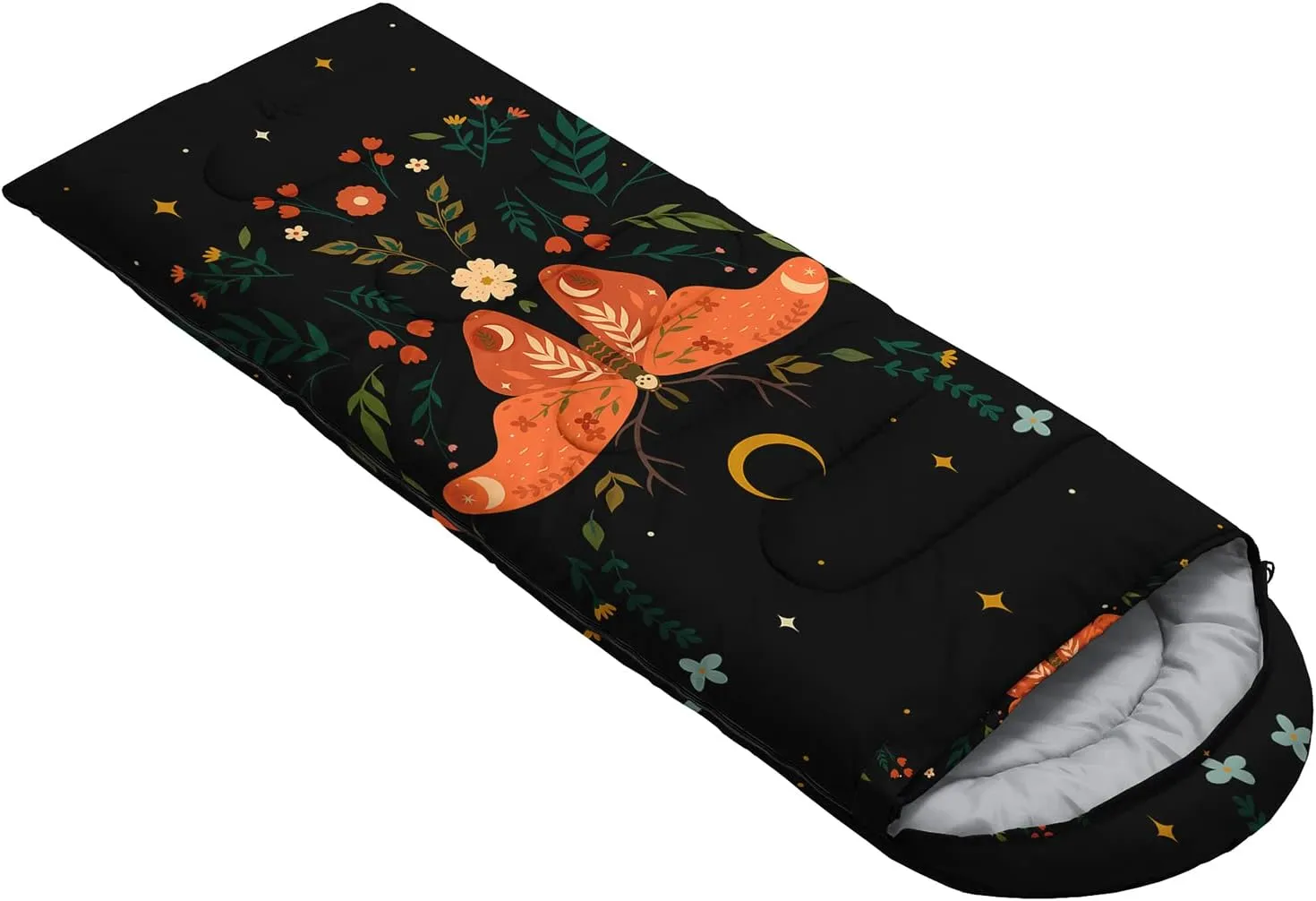 HOSIMA Butterfly Sleeping Bags for Adults and Kids for Camping,Black Gothic Ultralight Sleeping Bag for Cold Weather Summer.