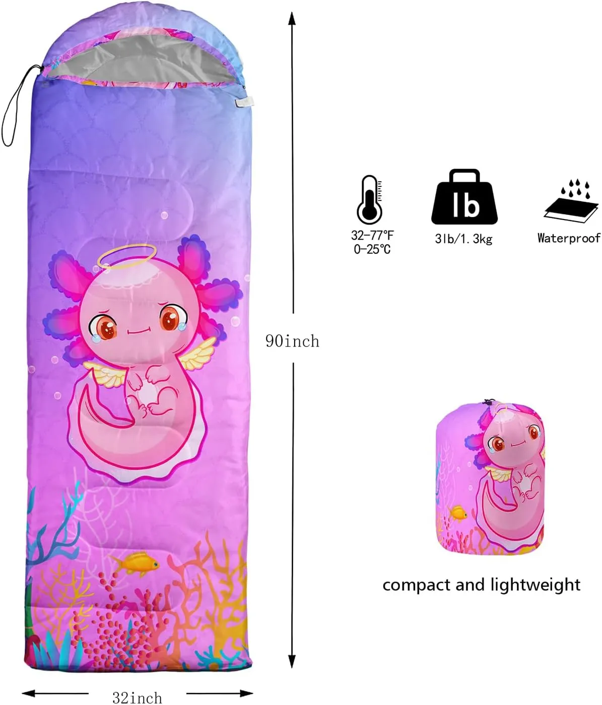 HOSIMA Dear Hunting Pattern Cold Weather Sleeping Bags for Adults,Black Light Weight Sleeping Bags for Kids Adults,WaterProof Sleeping Bags for Outdoors Hiking.