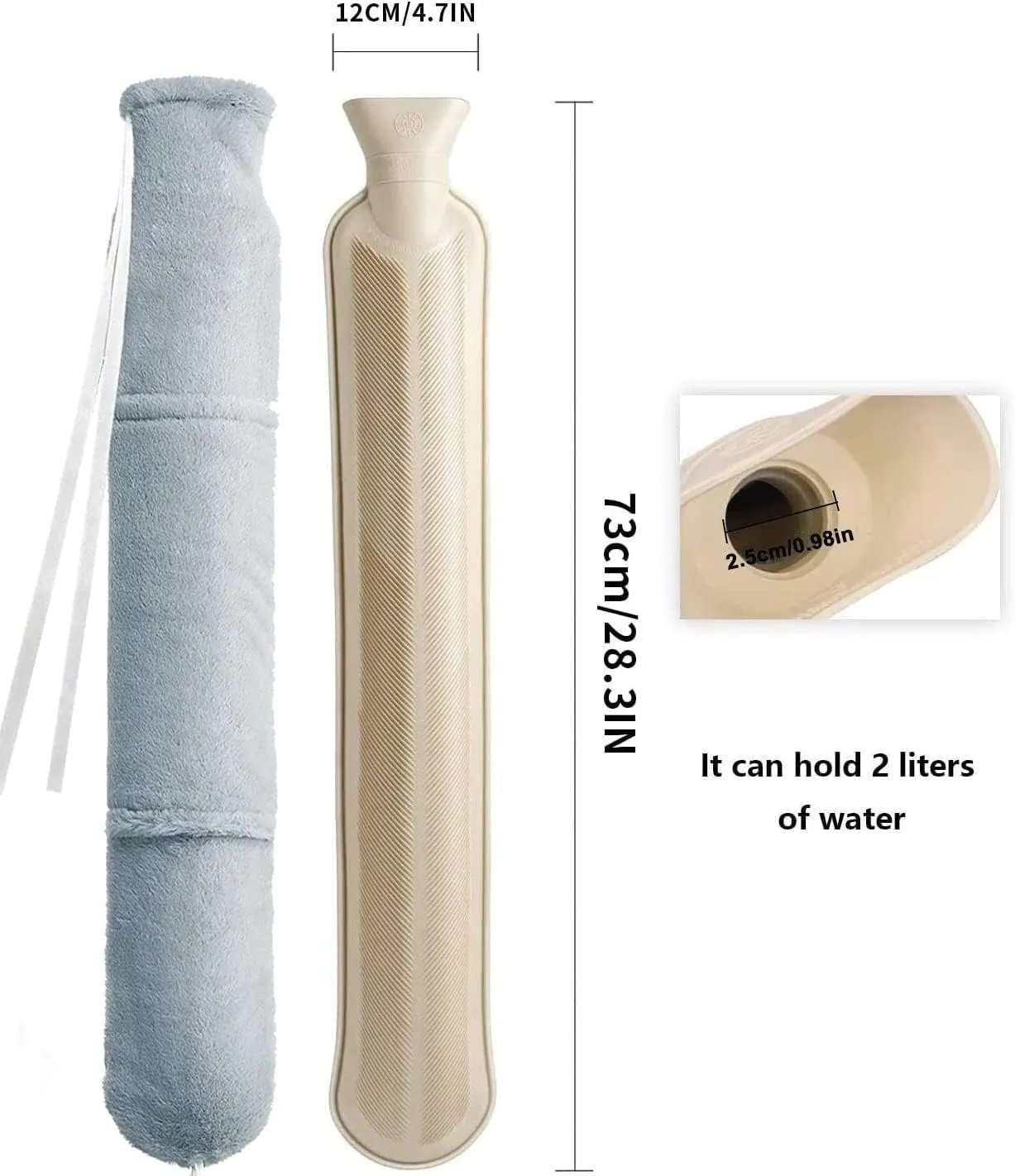 Hot Water Bottle with Soft Cover(2 Liter) Classic Hot Water Bag for Pain Relief, Neck, Shoulders and Knee, Feet Warmer, Rheumatism, Menstrual Cramps, Hot and Cold Therapy for Women Girls Seniors