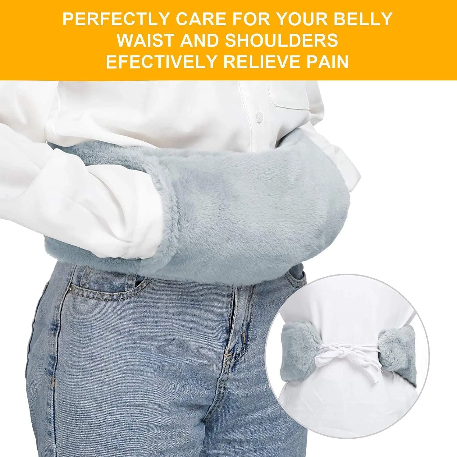 Hot Water Bottle with Soft Cover(2 Liter) Classic Hot Water Bag for Pain Relief, Neck, Shoulders and Knee, Feet Warmer, Rheumatism, Menstrual Cramps, Hot and Cold Therapy for Women Girls Seniors