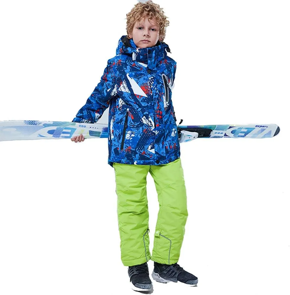 HOTIAN Boys Ski Jacket Colorful Waterproof Insulated Snow Coat Windproof Unisex Winter Outdoor Coats