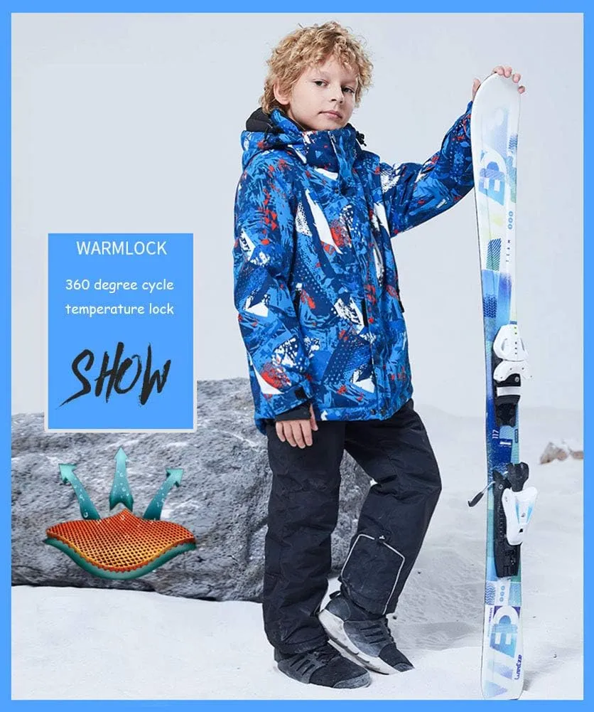 HOTIAN Boys Ski Jacket Colorful Waterproof Insulated Snow Coat Windproof Unisex Winter Outdoor Coats
