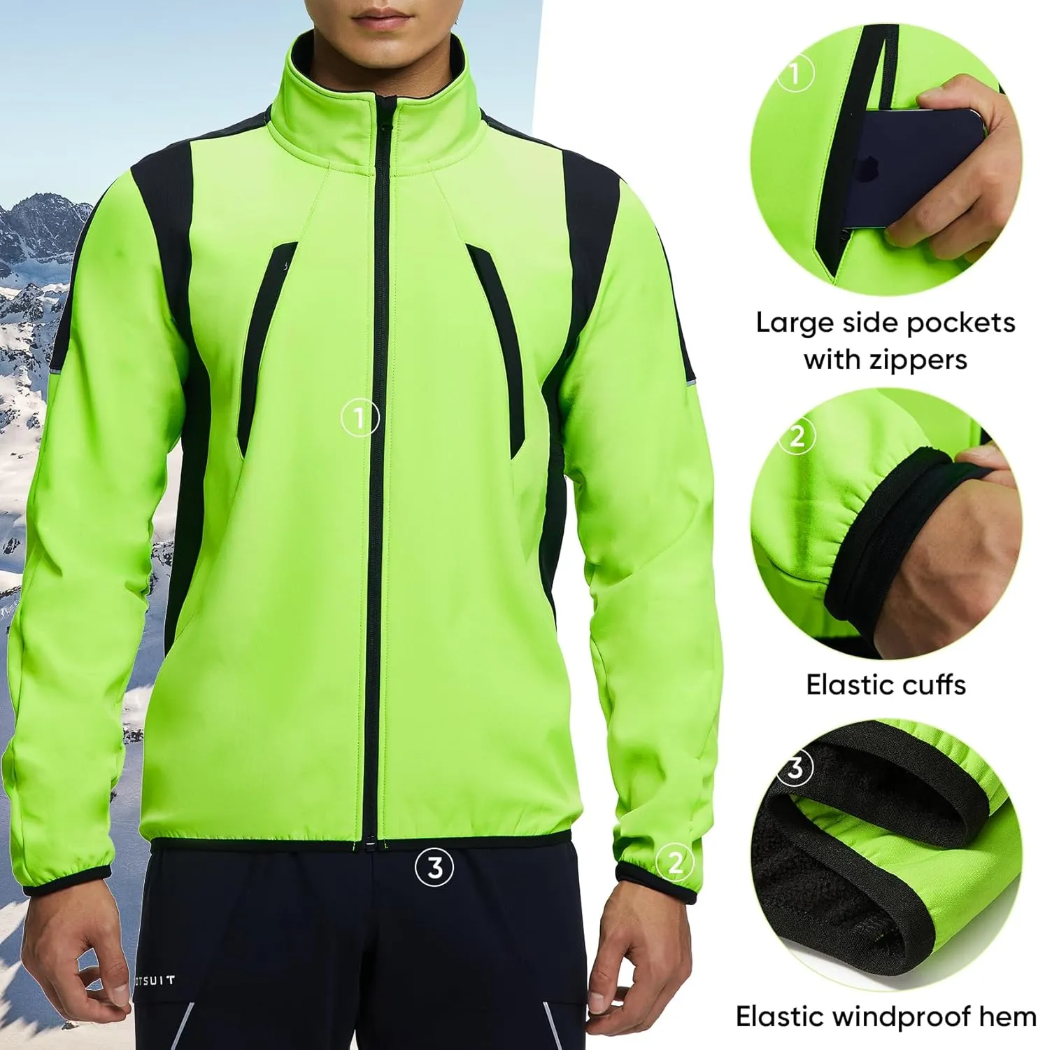 HOTSUIT Cycling Rain Jacket for Men Breathable Running Jacket Waterproof Biking Windbreaker