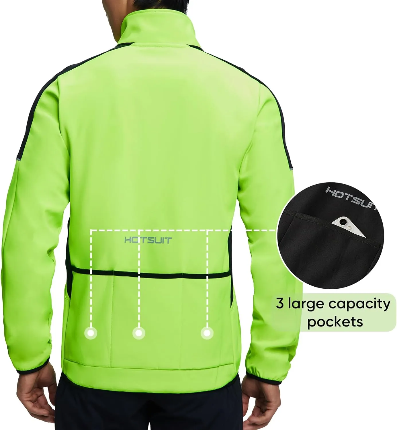 HOTSUIT Cycling Rain Jacket for Men Breathable Running Jacket Waterproof Biking Windbreaker