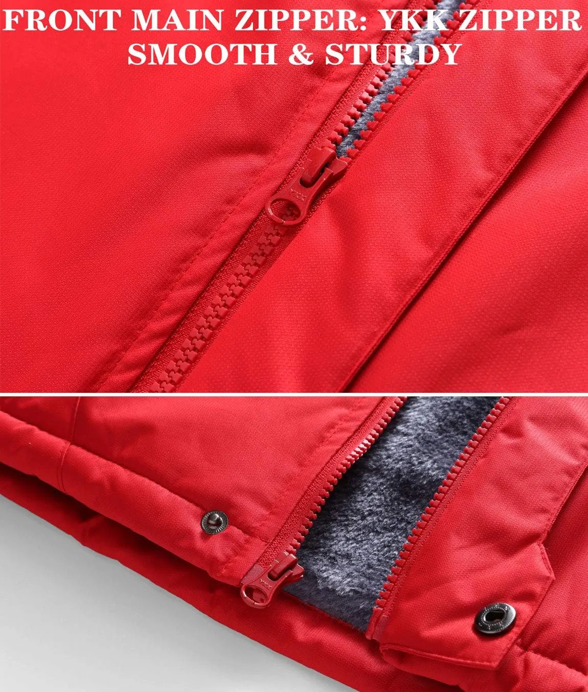 HOW'ON Men's Waterproof Ski Jacket Windproof Rain Jacket Winter Warm Hooded Coat