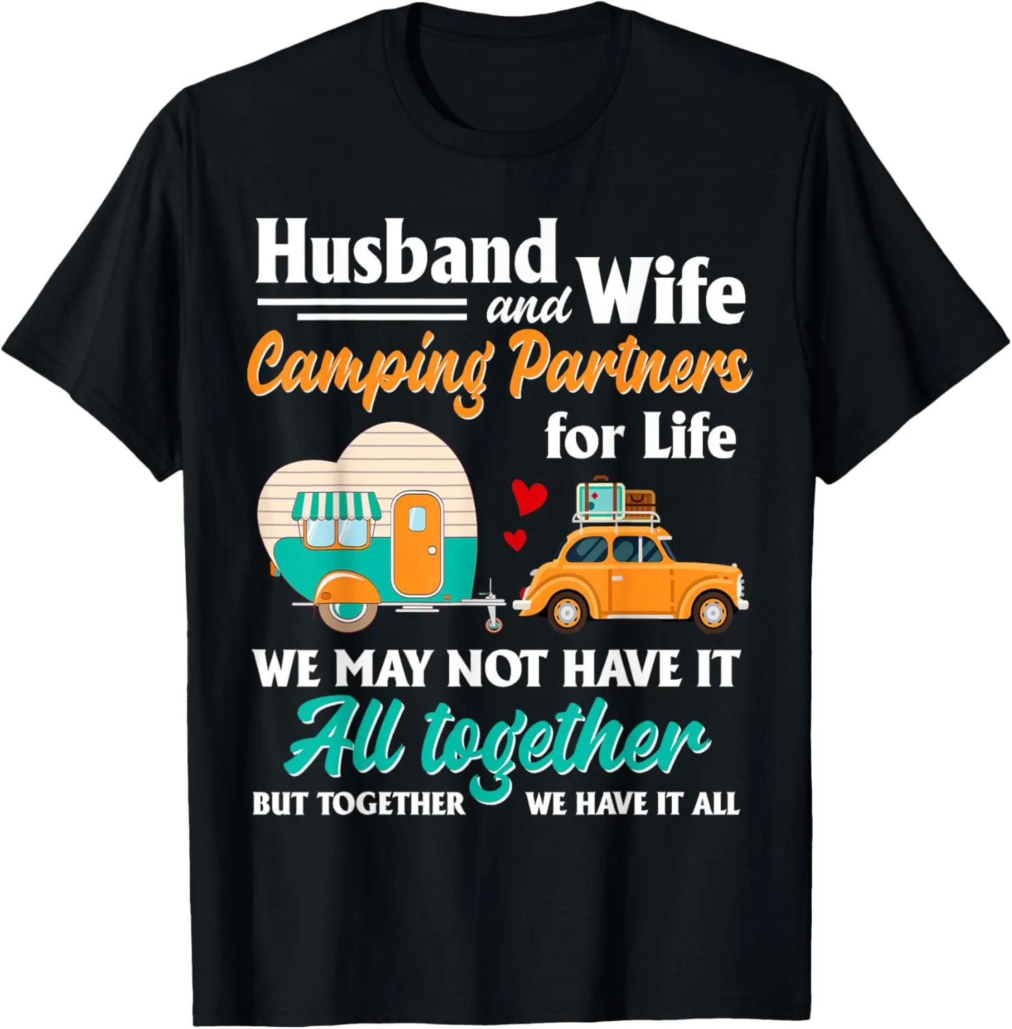 Husband And Wife Camping Partners For Life Funny T-Shirt