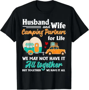 Husband And Wife Camping Partners For Life Funny T-Shirt