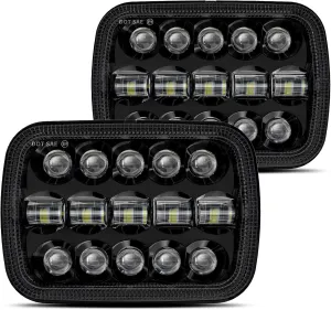 HWSTAR 110W 5x7 Led Headlights 7x6 H6054 headlight Hi/Low Sealed Beam Compatible with Jeep Wrangler YJ Cherokee XJ Ford GMC Toyota Nissan Dodge Truck Van etc Pair Black