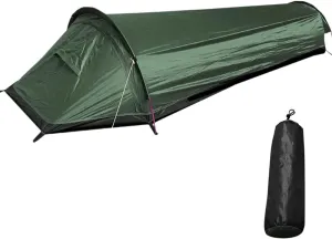 HXBER Backpacking Tent Outdoor Camping Sleeping Bag Tent Lightweight Single Person Tent, Army green