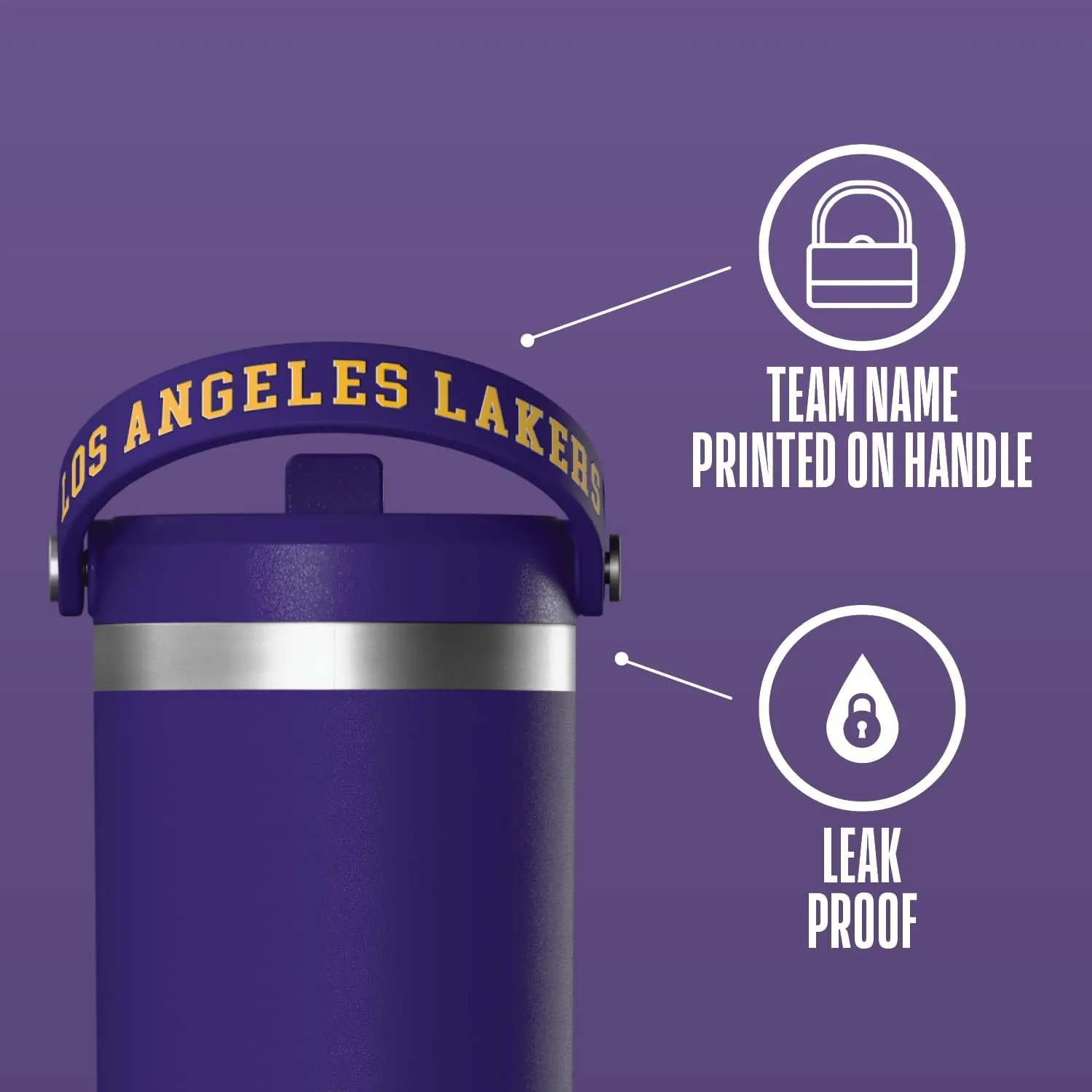 Hydrapeak x NBA Officially Licensed Los Angeles Lakers 32oz Nomad Stainless Steel Tumbler with Handle and Straw Lid, Leakproof Water Bottle in Limited Edition Collector's Gift Box