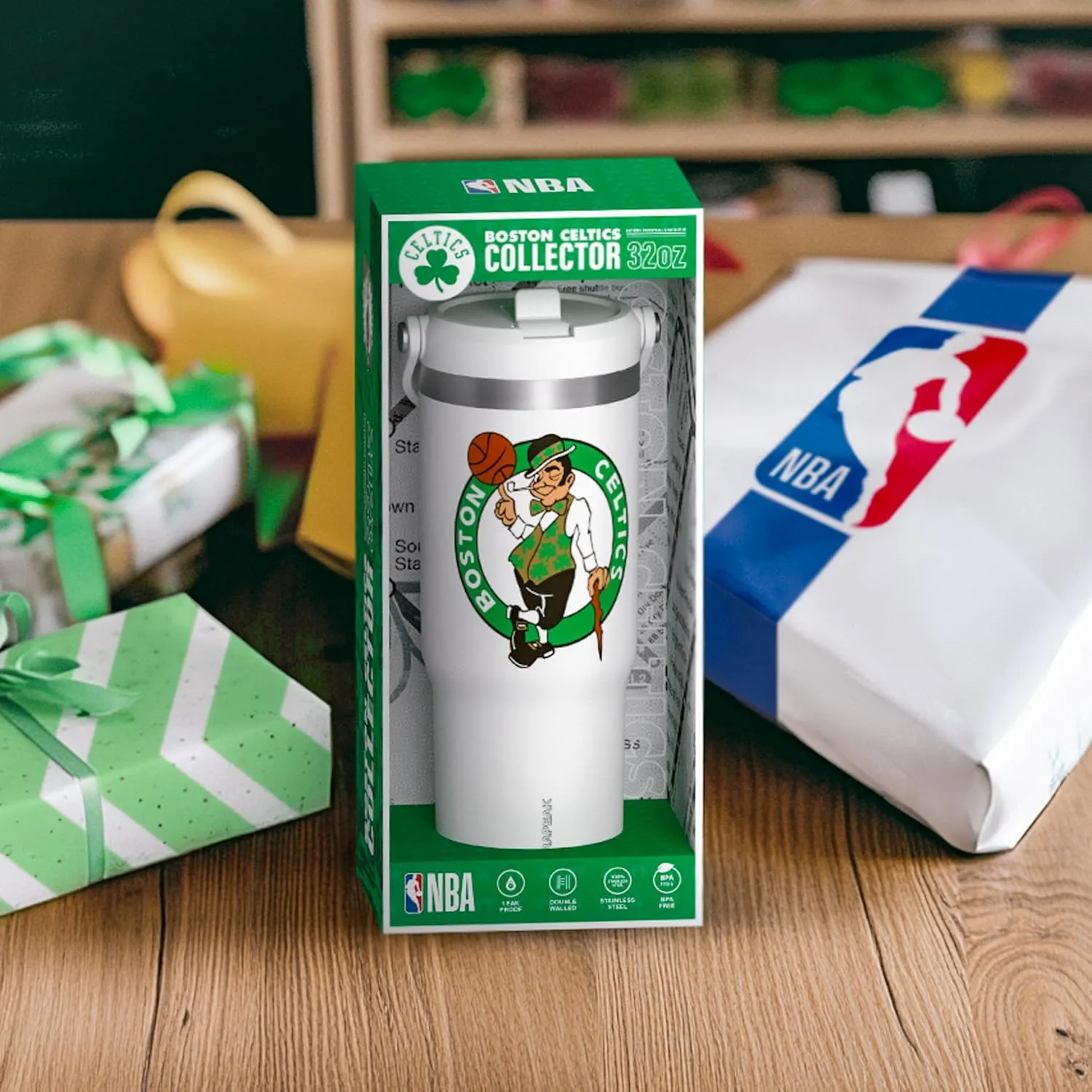 Hydrapeak x NBA Officially Licensed Los Angeles Lakers 32oz Nomad Stainless Steel Tumbler with Handle and Straw Lid, Leakproof Water Bottle in Limited Edition Collector's Gift Box