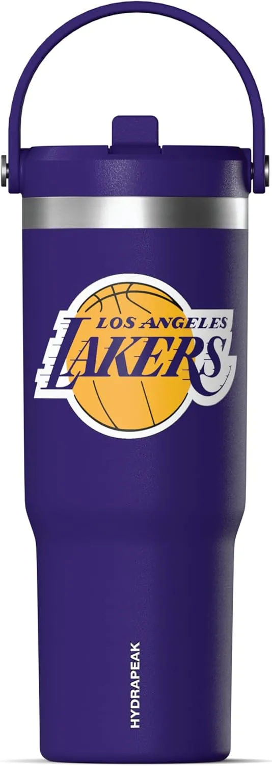 Hydrapeak x NBA Officially Licensed Los Angeles Lakers 32oz Nomad Stainless Steel Tumbler with Handle and Straw Lid, Leakproof Water Bottle in Limited Edition Collector's Gift Box