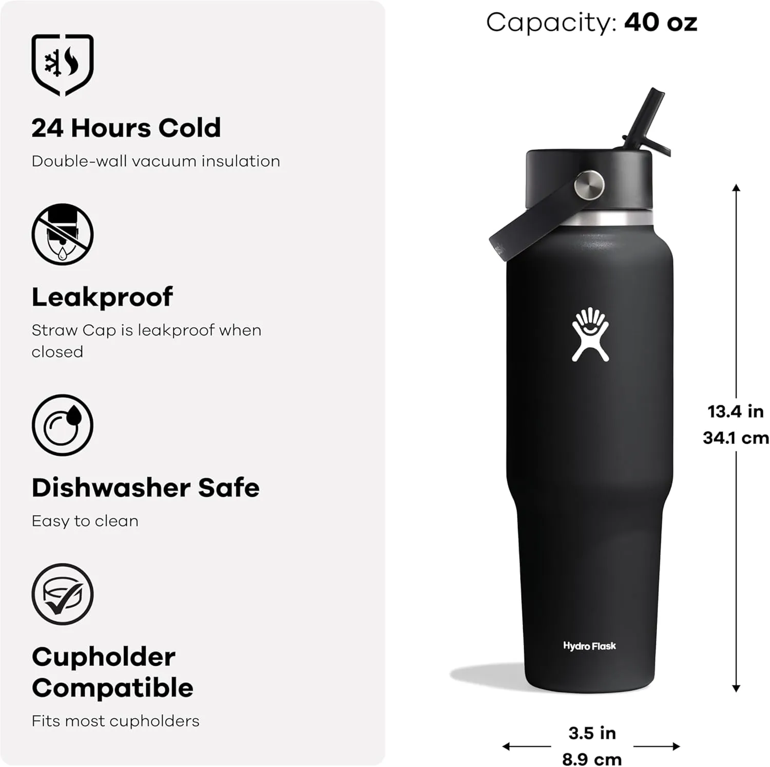 Hydro Flask 40 OZ Wide Flex Straw Travel Bottle Agave
