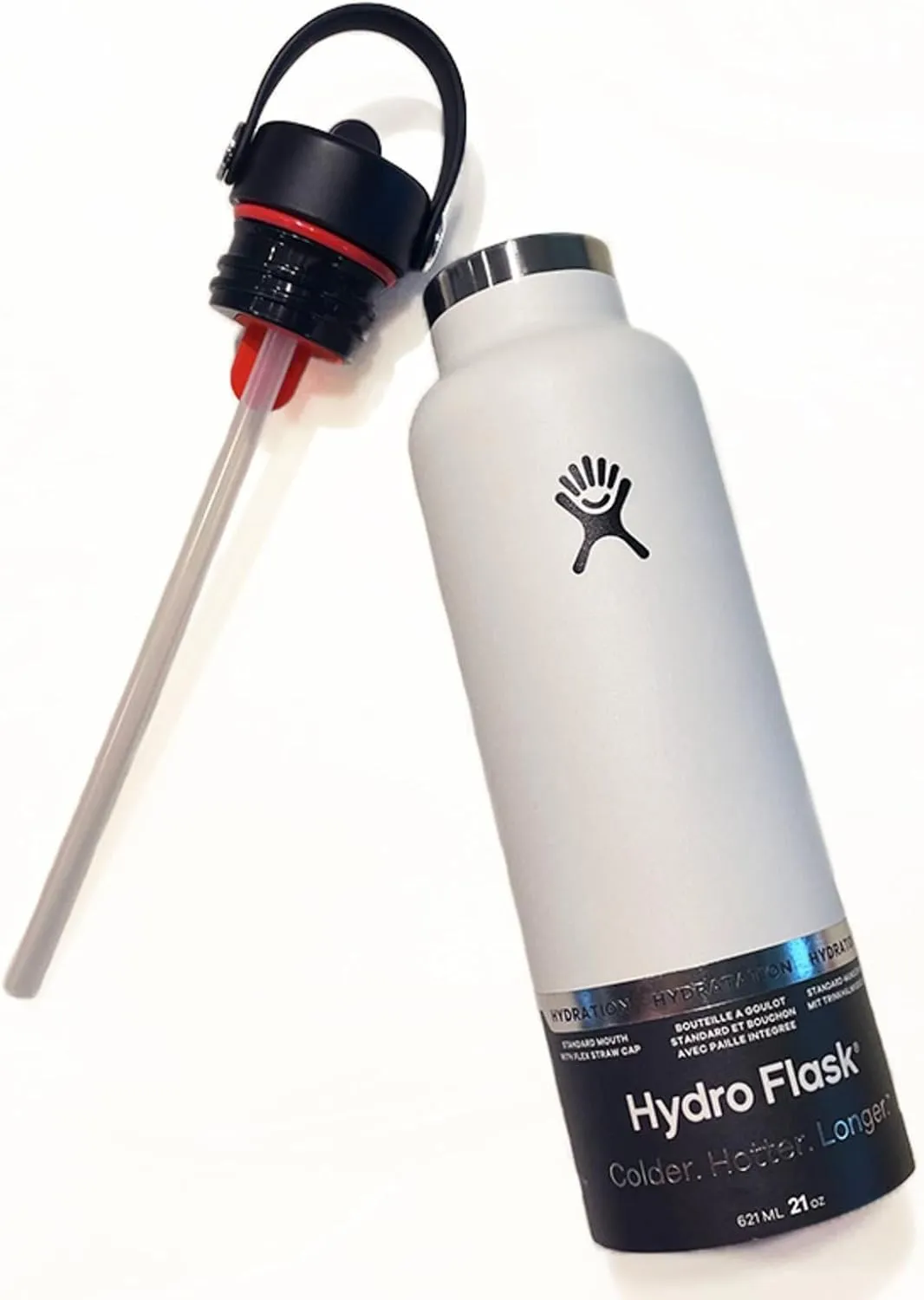 Hydro Flask - Water Bottle 621 ml (21 oz) - Vacuum Insulated Stainless Steel Water Bottle with Flex Straw Cap - BPA-Free - Standard Mouth - Cascade