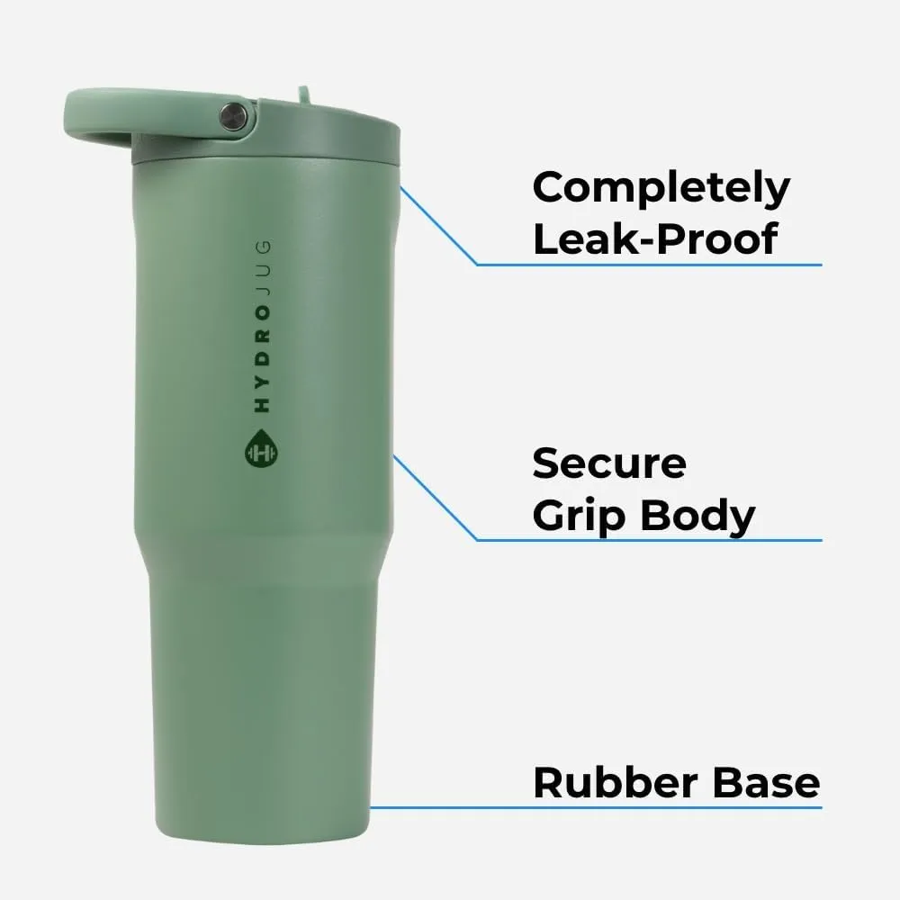 HydroJug Sport - Stainless Steel Tumbler with Straw, Vacuum Insulated, 32oz Leakproof Water Bottle, Ergonomic Design, Reusable, Dishwasher Safe, Rubber Base, Durable for Gym or Outdoors, Camo