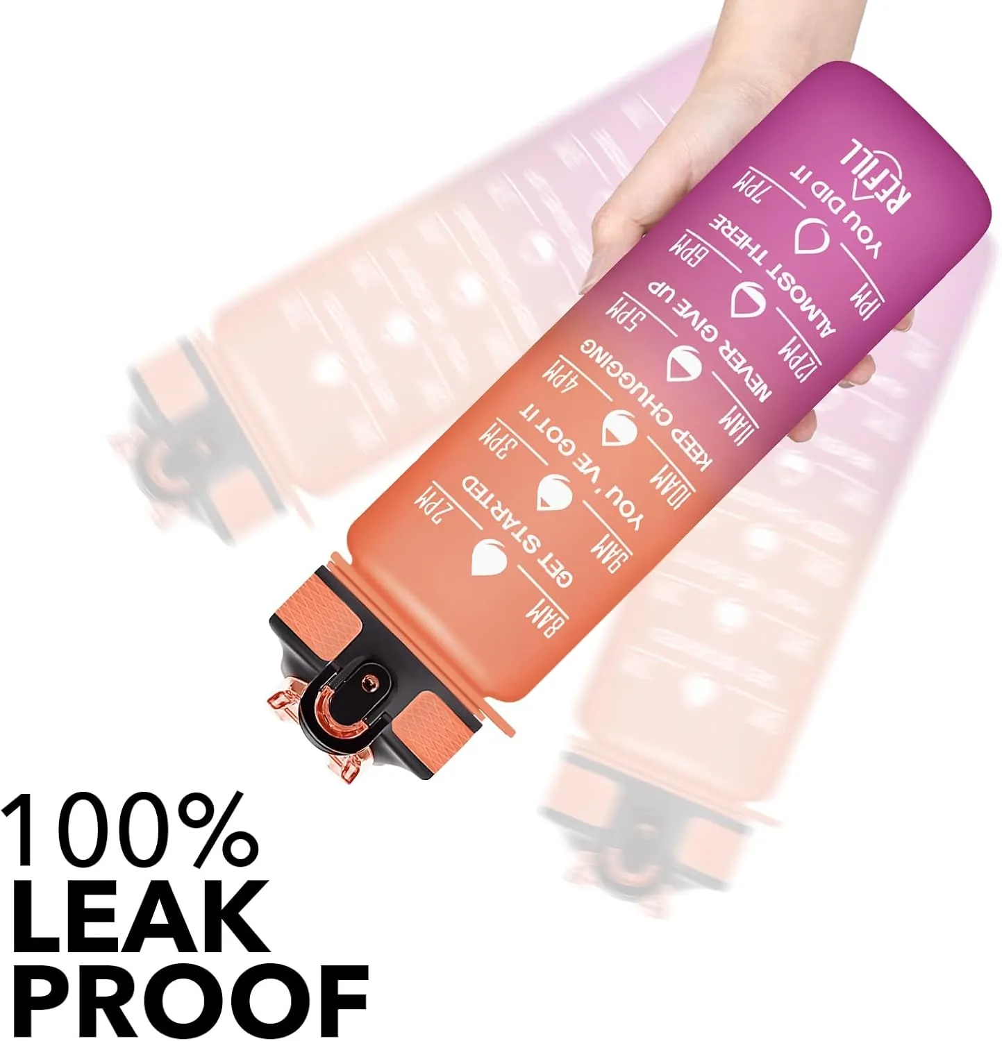 Hyeta 32 oz Water Bottles with Times to Drink and Straw, Motivational Water Bottle with Time Marker, Leakproof, Drinking Sports Water Bottle for Fitness, Gym and Outdoor