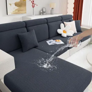 hyha Waterproof Couch Cushion Covers, Wear Resistant Couch Cover, Anti Slip Sofa Slipcovers Washable, Soft Thick Jacquard Furniture Protector for Pets Dog (3 Packs, Dark Grey)