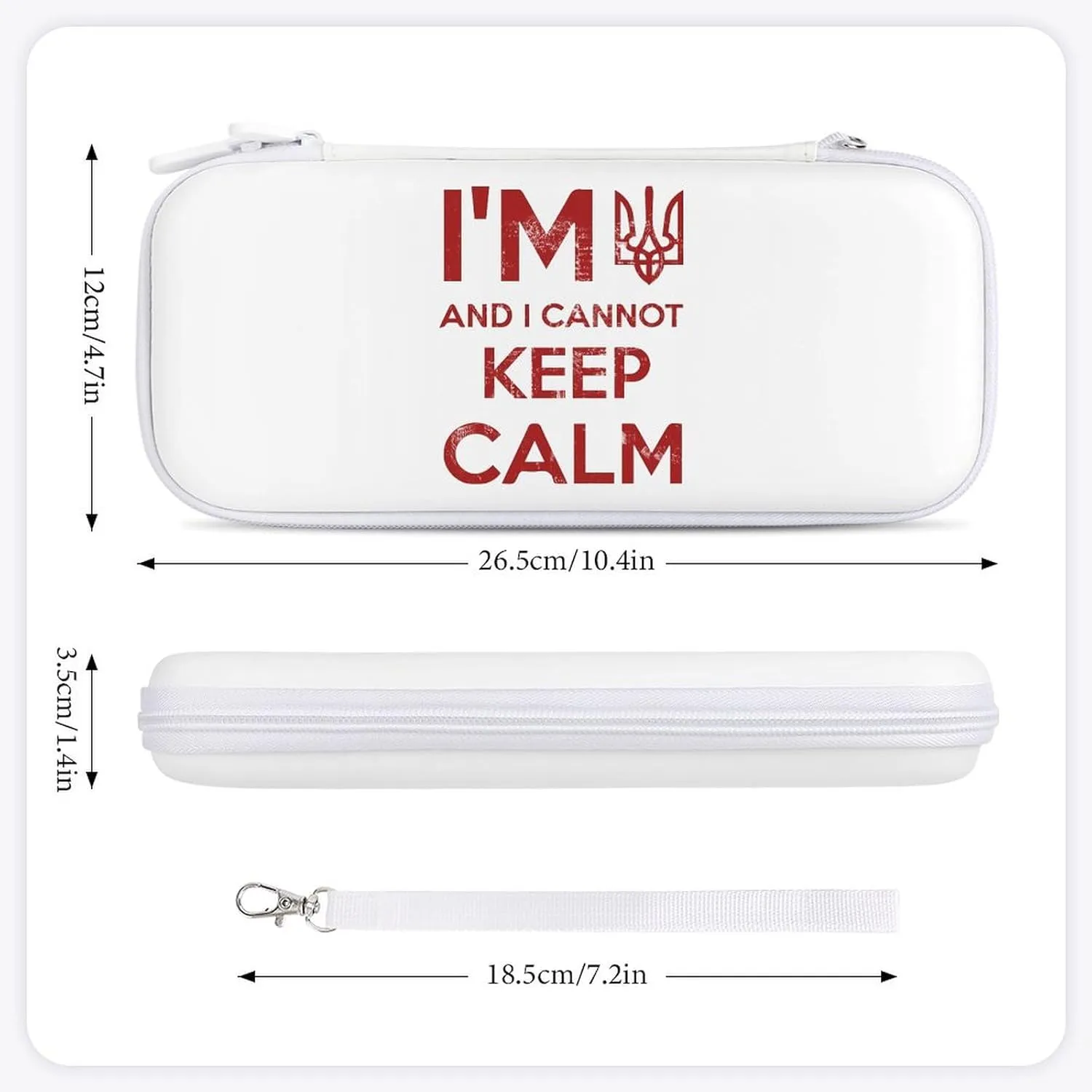 I Am Ukrainian and I Cannot Keep Calm Hard Shell Travel Case with Rope 15 Game Card Pockets Compatible with Switch Protective